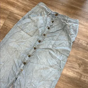 ANTHROPOLOGIE Holding Horses Chambray Denim Button Front Maxi Skirt size 2 thumbnail 5