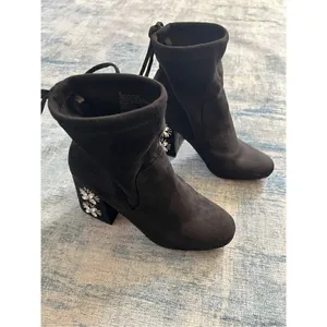 a new day Black Rhinestone Maria Ankle Boots Size 9 thumbnail 2