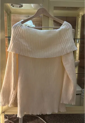 Shein Off-The-Shoulder Sweater White thumbnail 2