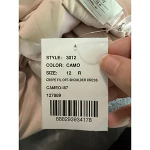 NWT Dessy OFF-THE-SHOULDER CUFF‎ TRUMPET GOWN WITH FRONT SLIT CAMEO Size 12 R thumbnail 7