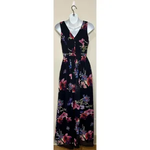 Modcloth "Muster the Length" Maxi Dress Black & Multicolor Floral Size XXS NWT!! thumbnail 3