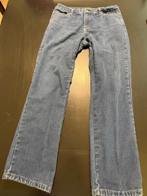 Dickies Flannel Lined Jeans Womens 10‎ Medium Wash Straight Leg Plaid Denim Blue thumbnail 1