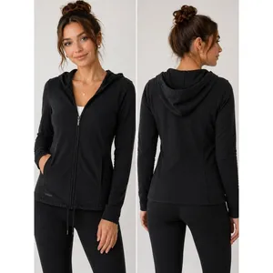 Lauren Ralph Lauren Hoodie Women S Black Zip Up Active Athleisure Sporty Minimal thumbnail 2