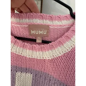 Show Me Your Mumu XL Striped SKI Logo Chunky Knit Oversized Crewneck Sweater thumbnail 6