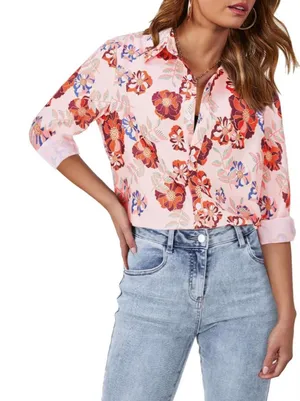 NEW Long Sleeve Button Down Shirts Floral Blouses XL thumbnail 1