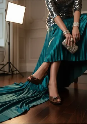 Stuart Weitzman ❤︎ Metallic Silk Peep Toe Slingback Heeled Sandals ❤︎ Chocolate thumbnail 1