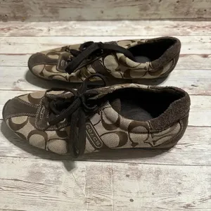 Coach Lace Up Sneaker Women’s Size 8 Brown and Tan C Logo thumbnail 6