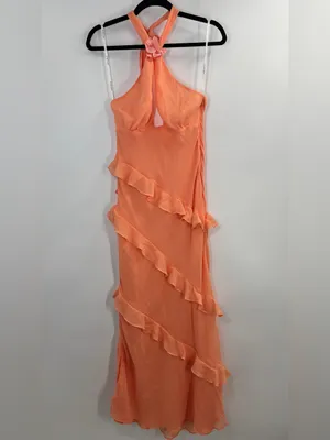 For Love & Lemons Kamory Halter Ruffle Maxi Dress thumbnail 4
