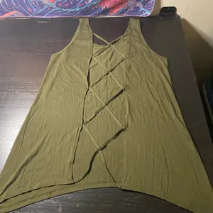 OP Olive Tank Top with Gold Sun Graphic thumbnail 6