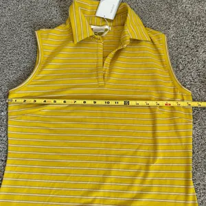 Nike Golf Sleeveless Mustard Yellow Striped Polo Sleeveless Top thumbnail 6