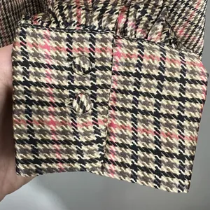 ZARA Houndstooth Pattern High Neck Long Sleeve Button Cuff Blouse Sz M EUC thumbnail 4