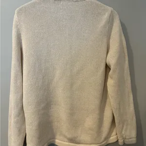 L.L. Bean‎ Womens Zip Up Cardigan Sweater Knit Large White Cotton thumbnail 4