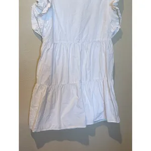 English Factory White Ruffle Tiered Mini Dress Size M Coastal Preppy thumbnail 6