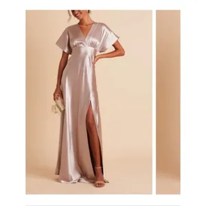 Birdy Grey Jesse Dress Taupe Kimono Satin Bridesmaid Maxi Slit Flattering Small thumbnail 2