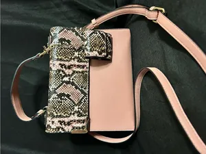 Dune London Pink Snake-Print Top Handle Crossbody Bag Sanitizer Holder NWOT thumbnail 1