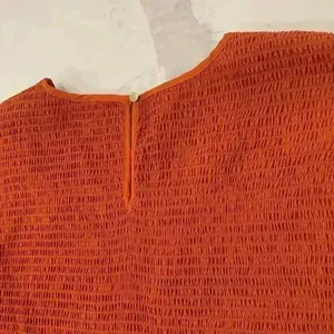 Cato Burnt Orange Smocked Peplum Blouse Women’s 22/24W Keyhole Back Scoop Neck thumbnail 5
