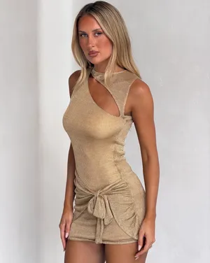 Tiger Mist Azelma Gold Dress thumbnail 3