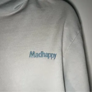 Madhappy cropped blue grey sweatshirt hoodie Raw hem Stiching medium thumbnail 2