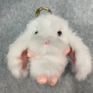 Easter Bunny Rabbit Keychain‎ Women White Faux Fur Bag Charm Kawaii Cute New thumbnail 2