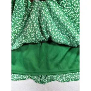 Lulus Green Floral Smocked Off-The-Shoulder Mini Dress NWT Medium thumbnail 4