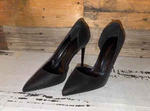 Eloshman Women's Black Patent Leather Pumps Pointed Toe Stiletto Slip On Size 7 thumbnail 2