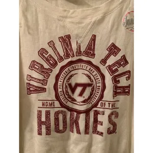 Virginia Tech Hokies Women's Juniors Thermal Waffle Knit Shirt Top Size M Beige thumbnail 4