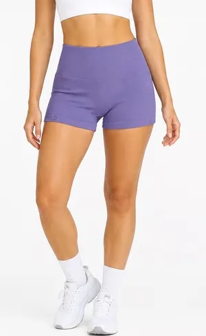 OQQ Shorts Womens L Yoga Gym Seamless Ribbed Purple Scrunch Butt Excellent thumbnail 1