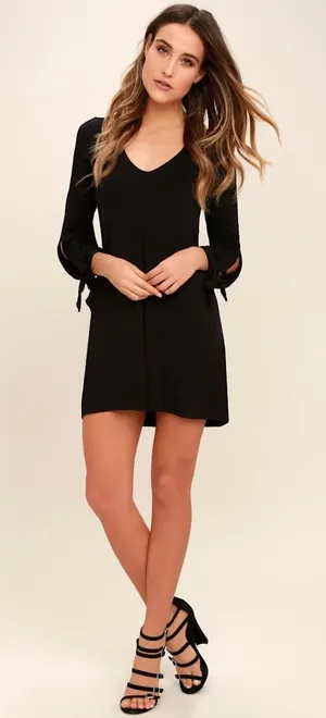 Lulus Glory of Love Black Shift Dress Size Medium NWT thumbnail 1