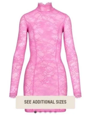 SKIMS Pink Lace Turtleneck Longsleeve Mini Dress thumbnail 2