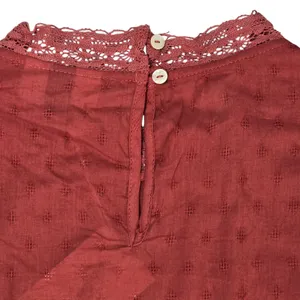 Universal Thread Womens XL Pink Eyelet‎ Lace Trim Puff Short Sleeve Top Blouse thumbnail 3