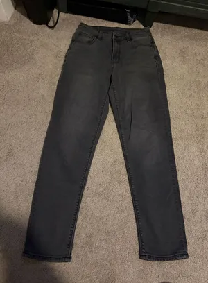 High waisted, grey jeans thumbnail 1