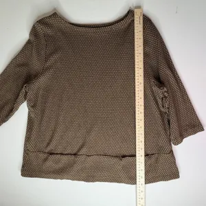 J Jill Ponte Knit Geometric Top‎ Size LP Brown Minimalist Stretch Office Comfy thumbnail 9