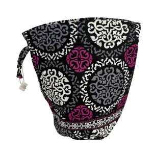 Vera Bradley OS Ditty Bag Plum Crazy Drawstring‎ Travel Pouch Purple Black White thumbnail 2