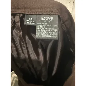 Kasper Suit Set Womens Petite 6P‎ Brown Knit Sweater Top & Dress Pants 2pc thumbnail 4