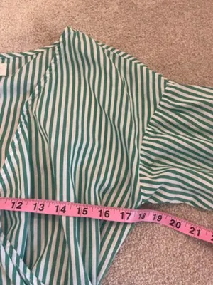 Velvet Tees Velvet by Graham & Spencer Jayel Cotton Stripe‎ Wrap Dress Green Wrap Size XS thumbnail 11