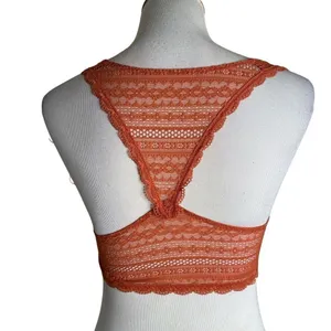 Victoria's Secret Floral Lace Racerback Bralette Size S Burnt Orange Loungewear thumbnail 11