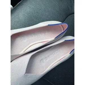 Rothy’s Daily Knit Round Toe Flats Blush Pink Blue Trim Size 6 Like New thumbnail 6