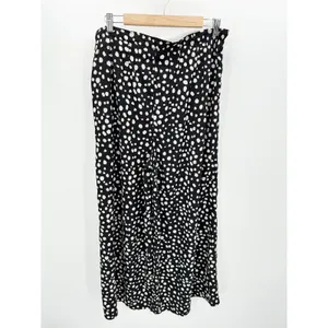 Umgee Black Cream Polka‎ Dot High waisted Pants Size L Wide Leg NWT Teacher thumbnail 2