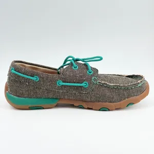 Twisted X EcoTWX Driving Moc WDM0085 Gray Teal Canvas Boat‎ Shoes Womens 7M thumbnail 11