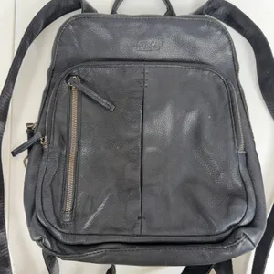 American Leather Co Small Backpack Black Pebbled Leather Travel Bag Minimalist thumbnail 3