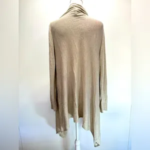 Beige Metallic Open Front Asymmetric Hem Cardigan Wrap Topper Chico’s 1/M thumbnail 6