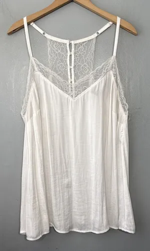Torrid Silky Lace Cami Plus Size 1X White Coquette Dainty Romantic Tank Top thumbnail 1