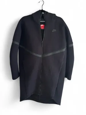 Nike Tech Fleece Longline Cocoon Full Zip Jacket Womens Black Coat Size Medium thumbnail 1
