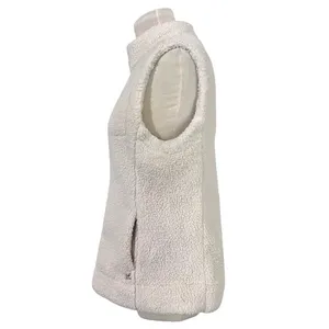 Calvin Klein Women's Sherpa Fleece Vest Cream Full Zip Mock Neck Large Teddy‎ thumbnail 3