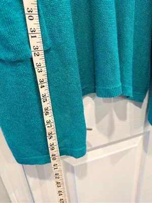 J. Jill Size M Turquoise Linen Blend Lightweight Open Front Duster Cardigan thumbnail 7