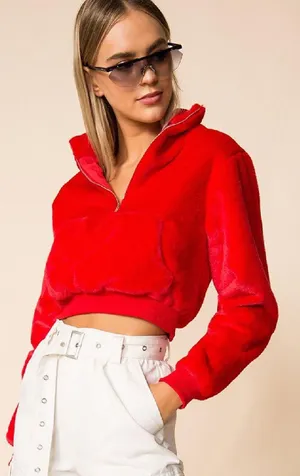 Faith Cropped Jacket - Red thumbnail 1