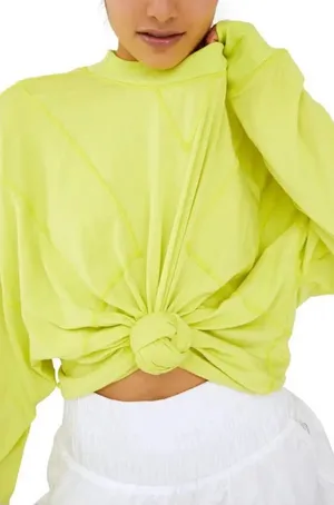 Free People Movement Runner Up Long Sleeve Neon Yellow Shirt XS in Margarita thumbnail 1