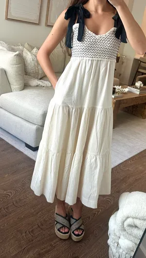 Adelyn Rae Cream and Black Midi Dress thumbnail 3