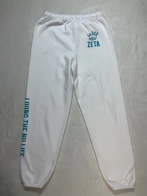 Jerzees Zeta "Living the Nu life white sweatpants womens size XL thumbnail 1