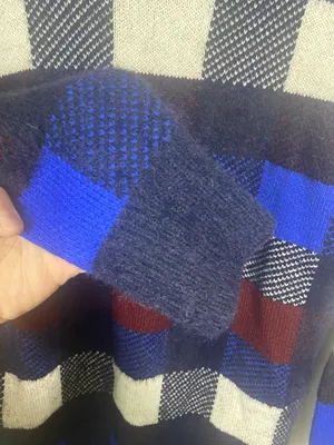 Janice Apparel Womens Cardigan Sweater Blue Plaid Button Front Fuzzy Knit XL XXL thumbnail 7